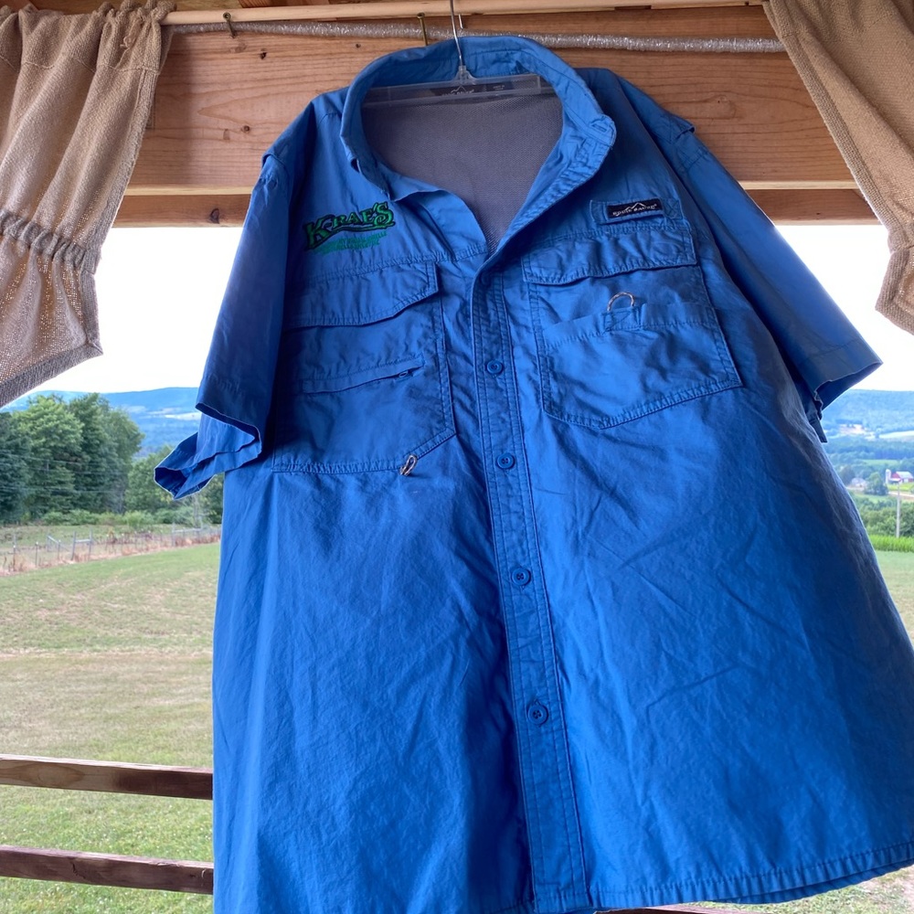 Eddie Bauer Short Sleeve Fishing Shirt XL Has ALL the Bells n Whistles - Picture 2 of 12